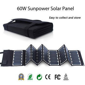 Outdoor Portable Folding 60w Sunpower Panel Solar charger for Camping